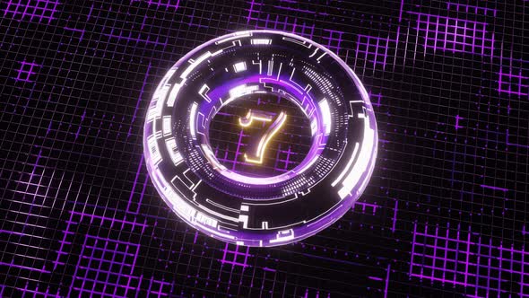 4K Neon bright glowing countdown timer from 10 to 0 seconds alt