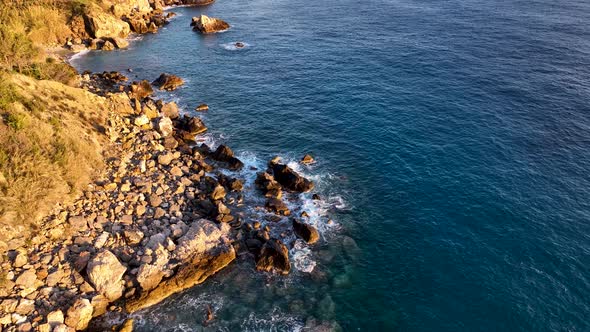 Texture of the sea and wild beach aerial view 4 K