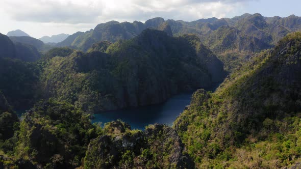 Aerial view of Blue Lagoon in Coron, Palawan, Philippines