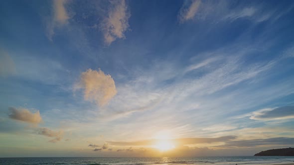 Time Lapse Beautiful Sky In Sunset Above The Sea.