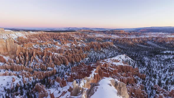 Bryce Canyon at Sunrise in Winter. Snow. Utah, USA