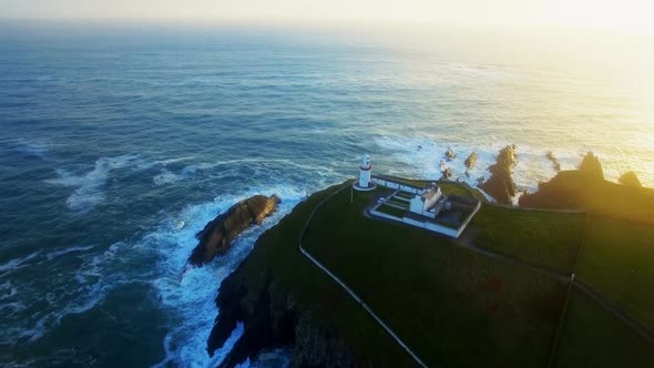 Aerial of west cork lighthouse