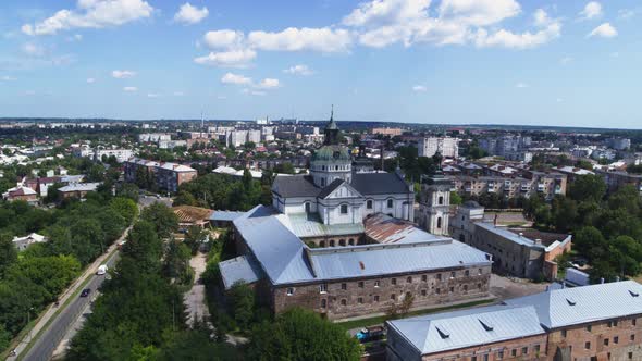 The Monastery in Berdichev City Ukraine Aerial Panorama View