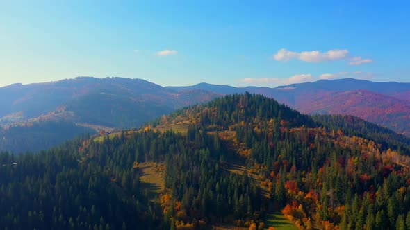 Aerial Drone Video Flying Over Carpathians Mountains, Ukraine, Europe