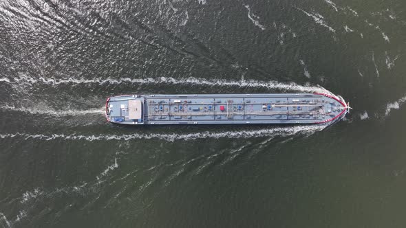 Top Down View of an Industrial Bulk Carrier Ship Vessel