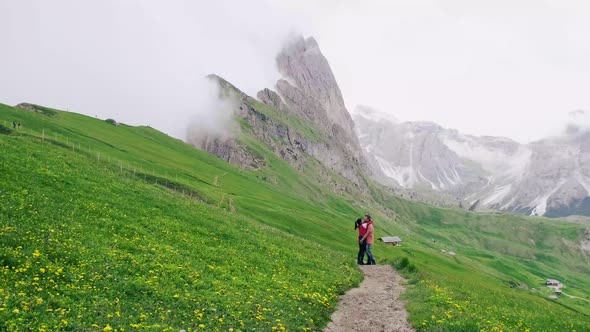 Hiking in the Italien Dolomites Amazing View on Seceda Peak