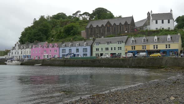 Colorful buildings by a lake