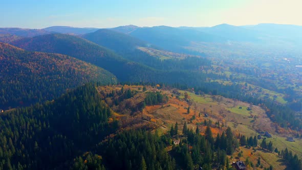 Aerial Drone Video Flying Over Carpathians Mountains, Ukraine, Europe