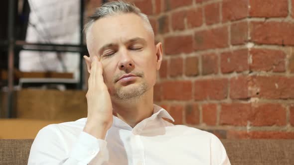 Headache, Upset Tense Middle Age Man