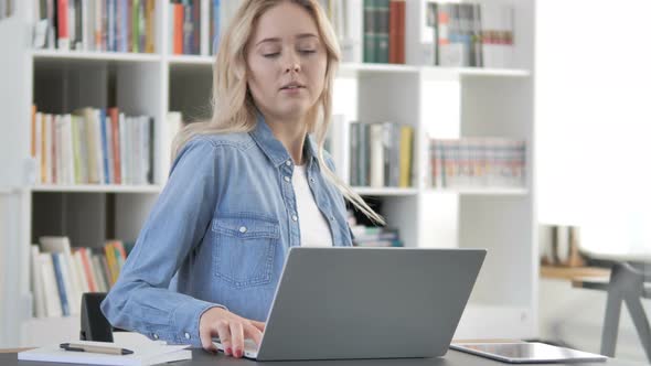 Young Woman Coming to Office for Work