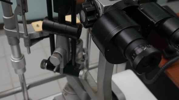 Biomicroscope or A slit lamp is a microscope with a bright light used during an eye exam