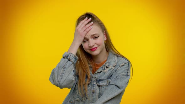 Young Woman Waiting for Good Luck Loses Becoming Surprised Sudden Lottery Results Bad Fortune Loss