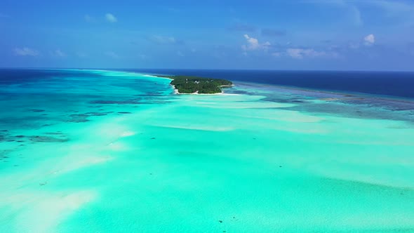 Aerial top view abstract of beautiful resort beach wildlife by turquoise ocean and clean sand backgr