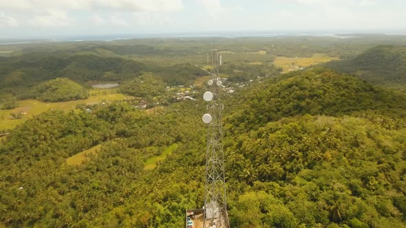 Telephone Signal Tower in Mountains.