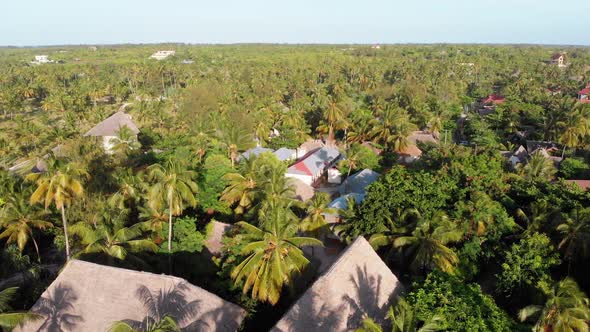 Aerial View African Tropical Beach Resort ThatchedRoof Hotels Pools Zanzibar