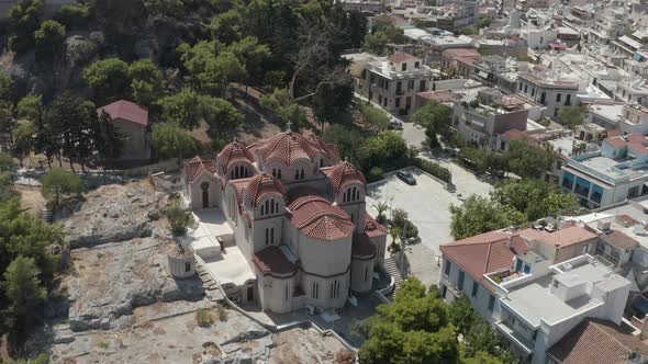 Aerial View of Beautiful Church in Athens, Greek at Daylight