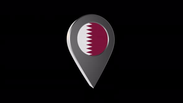 3d Animation Map Pointer With Qatar Flag With Alpha Channel -  4K