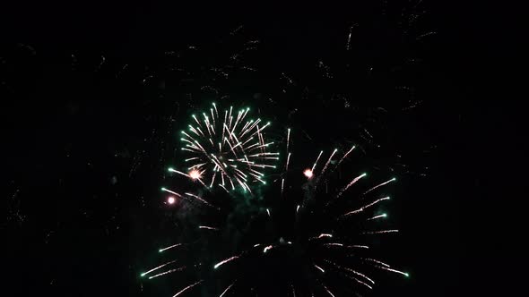 Various Fireworks in the Night Sky Isolated on Black Background  Video