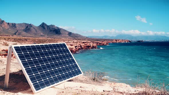 Solar Panel Outdoors on Sea Shore