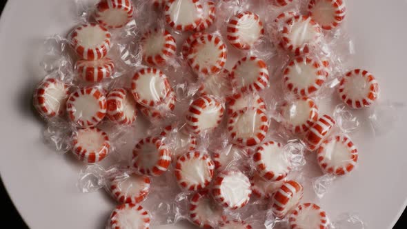 Rotating shot of peppermint candies - CANDY PEPPERMINT 001