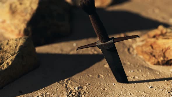 Retro Sword on Sand Beach