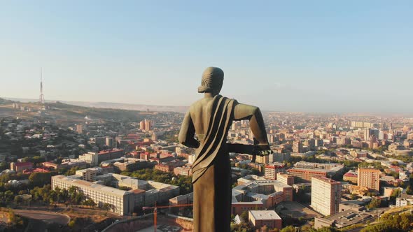 Close Up Circular View Armenia Mother Monument