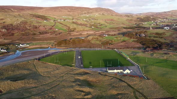 Aerial View of GAA Pitch in Glencolumbkille in County Donegal Republic of Irleand