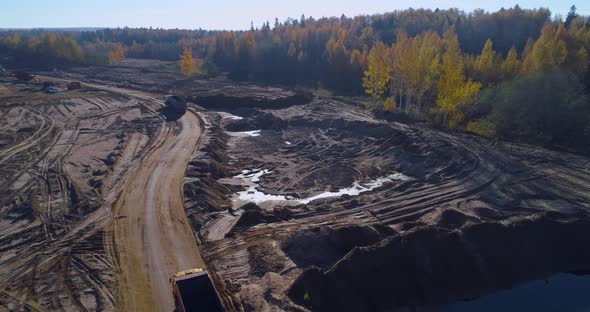 Truck in the Sand Quarry Aerial