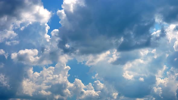 Timelapse. the Formation of Thunderclouds Against a Blue Sky. Change of Weather, Rain Is Coming