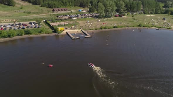 Aerial view of city beach on the outskirts of a small provincial town 03