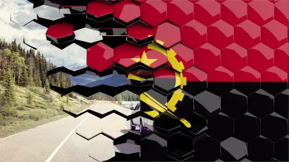 Angola Flag Hexagon Transition - 4K Resolution 