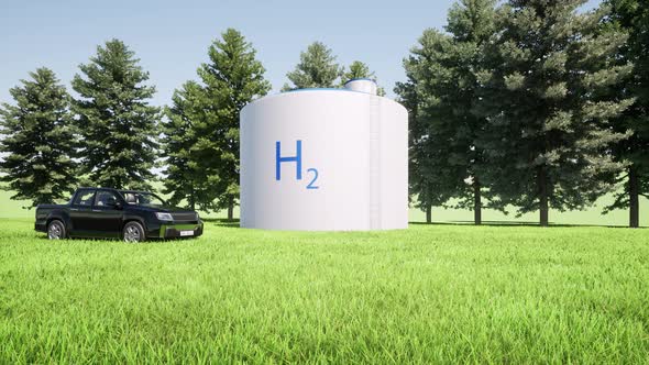 H2 Modern Hydrogen Filling Station Alternative Energy Concept Sustainable Power Eco