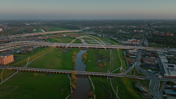 Margaret Mcdermott Bridge and the Highway in Dallas