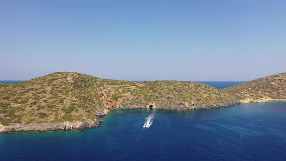 Aerial View of Boats in the Mediterranean Sea, Crete, Greece