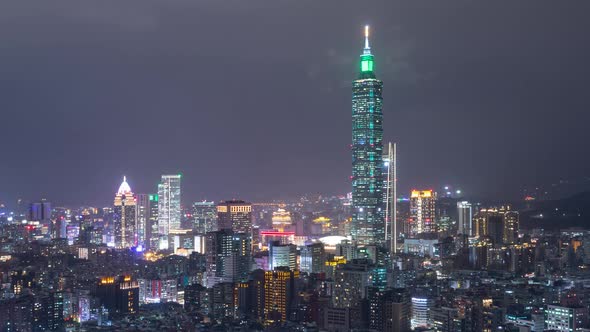 Time Lapse of low clouds above Taipei Taiwan at night