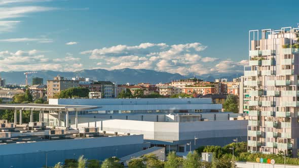 Modern Buildings in the New Area of Portello Timelapse Milan Italy