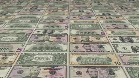Animated background showing a large set of US Dollar banknotes sliding by