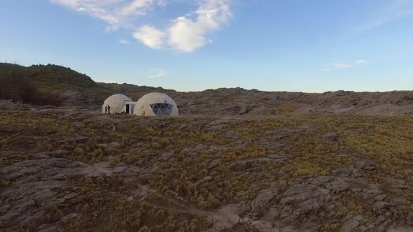 Geodesic domes on Mount Champaqui, Cordoba Province, Argentina