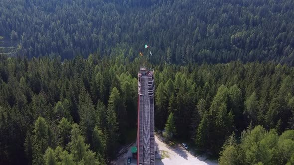 Aerial View of Italian Olympic Ski Jump Built in Cortina dAmpezzo for Winter Olympics in 1956