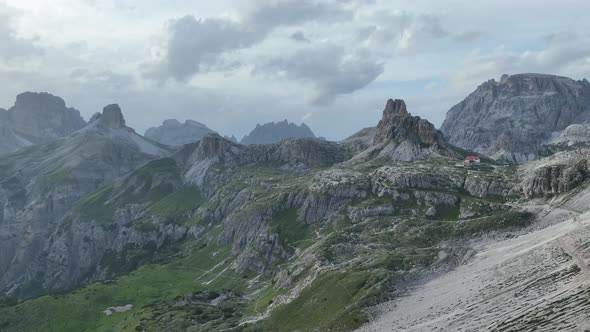 Beautiful cloudy day in Dolomites mountains