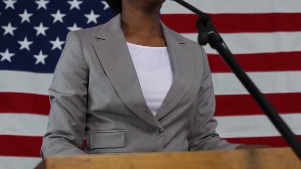 Woman gives political speech