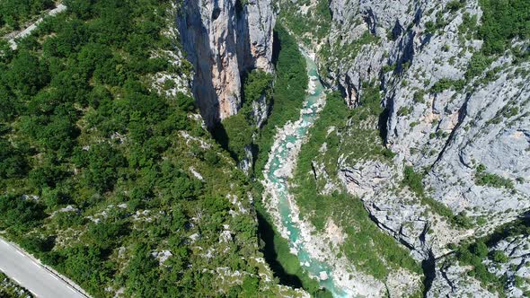 The Verdon Gorges in the Verdon Regional Natural Park in France from the sky