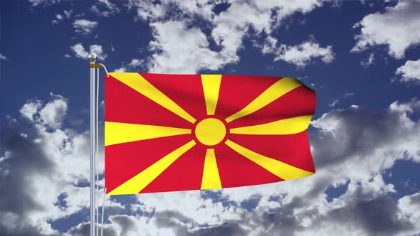 North Macedonia Flag Waving 4k