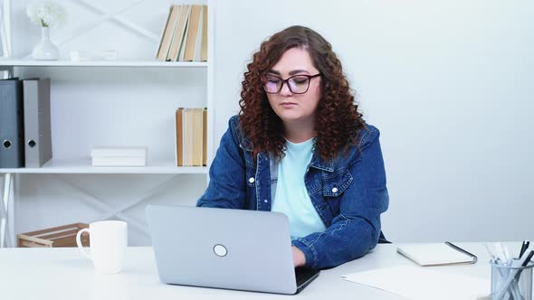 Remote Job Freelance Lifestyle Obese Woman Laptop