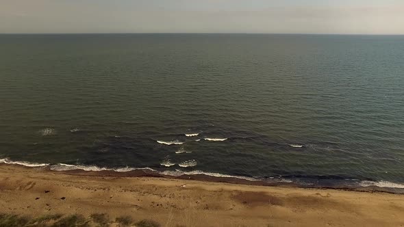 Empty baltic sea coastline In overcast day (sea pollution In Baltics)