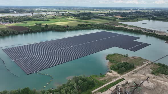 Clean Sustainable Energy Generation Using Solar Panels on a Large Pond in The Netherlands Druten