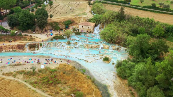 Aerial View of Natural Bath in Tuscany Italy