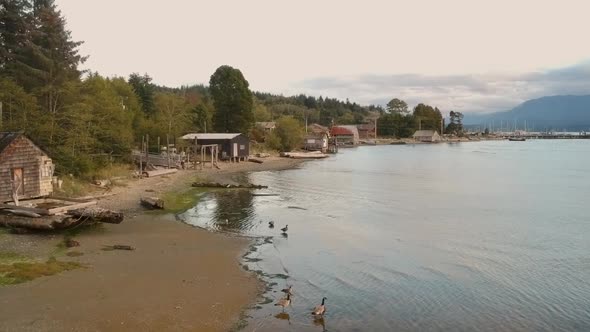 Drone shot of small fishing village