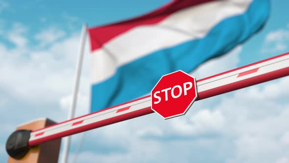 Barrier Gate Opened at Flag of Luxembourg