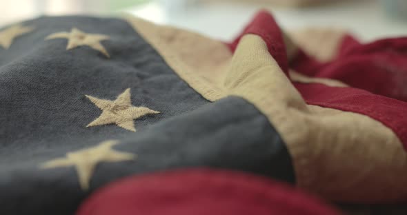 Detail of American flag with 13 stars of the revolution